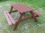 Colour: Mahogany,  Size: (L)1500 x (W)1300 x (H)770 x (SH)490mm,  Type: Traditional picnic table