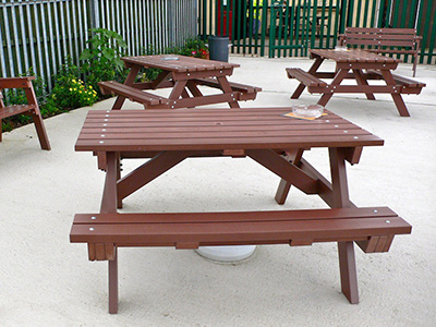 Mahogany Picnic Table Ribble Recycled Plastic Maintenance-free