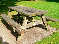 Rotten Wooden Picnic Table Bench