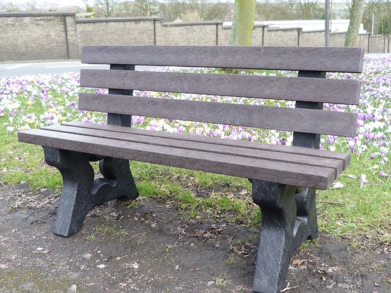 Irwell seater recycled plastic garden bench Education