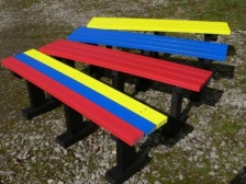 Multicoloured Tees Bench - Garden/Park - No back - Recycled Plastic
